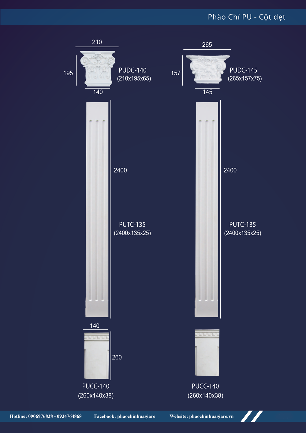 Cột dẹt PUCC180 450x230x50