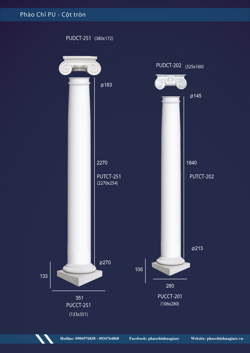 Cột tròn PUDCT200 290x380