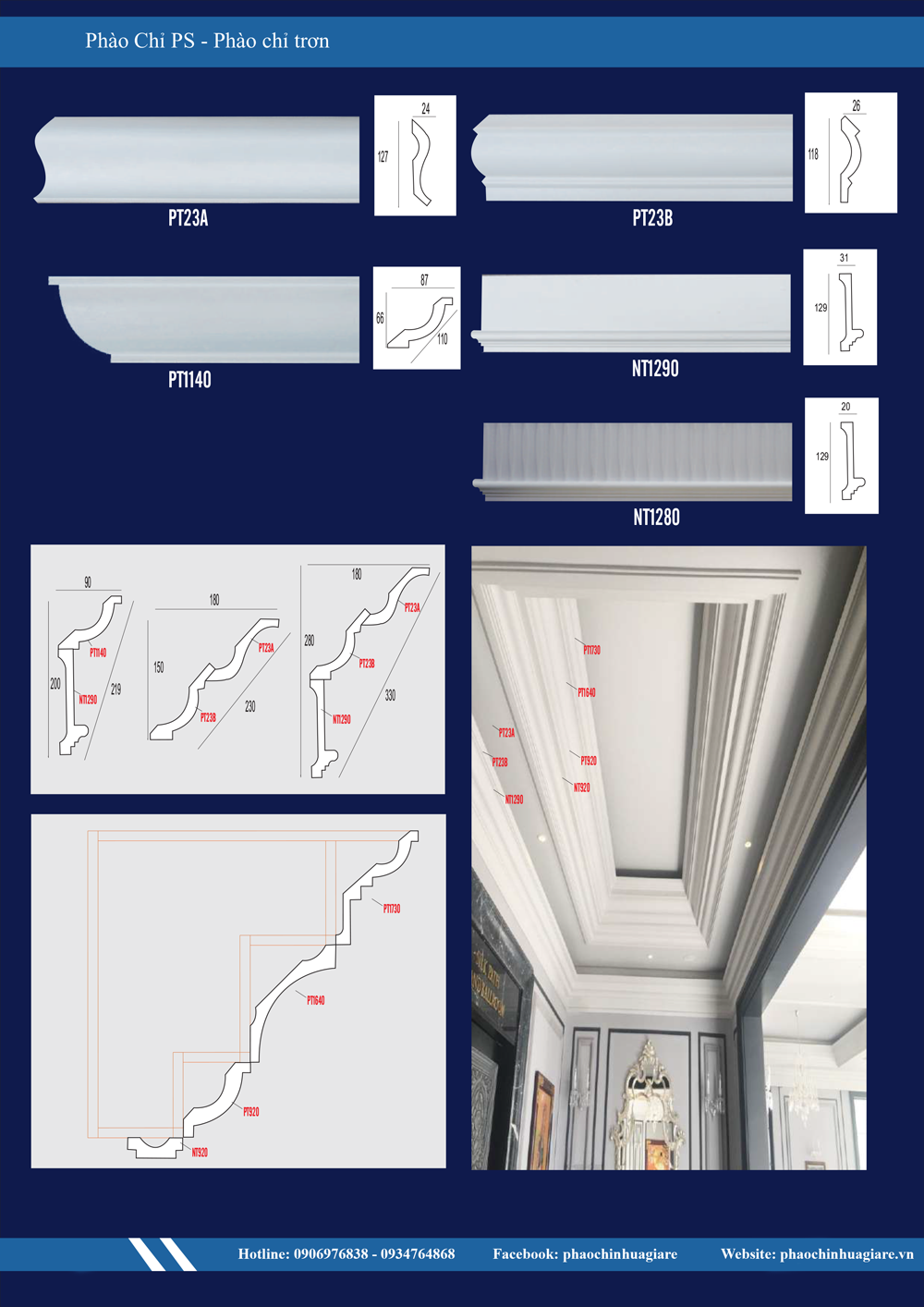 Phào chỉ đơn CT18 15x190