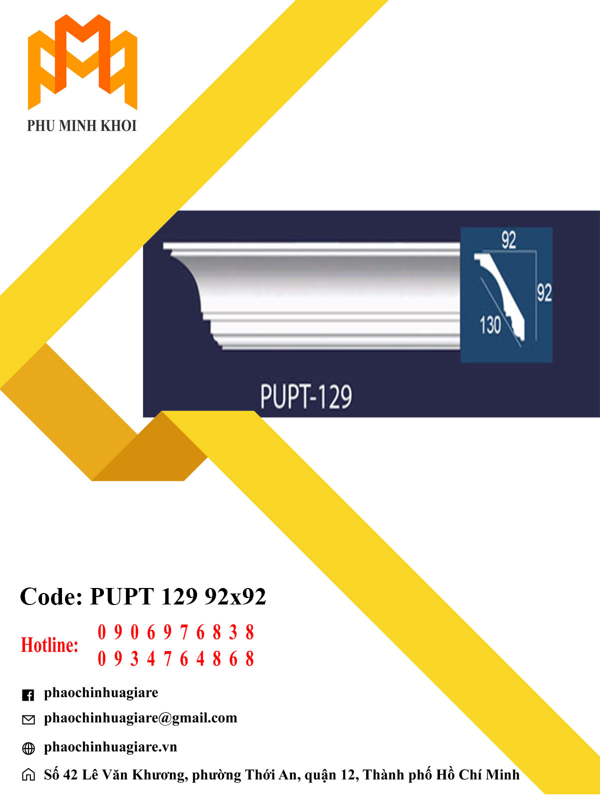 Phào trần trơn PUPT-129-92x92
