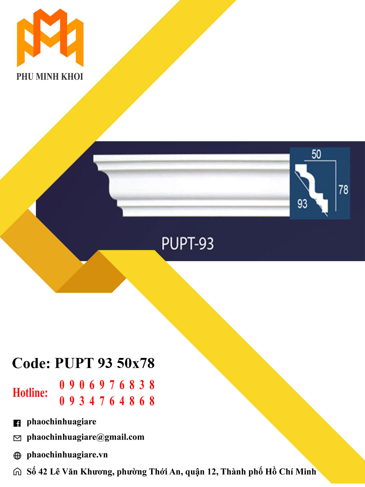Phào trần trơn PUPT-93-50x78